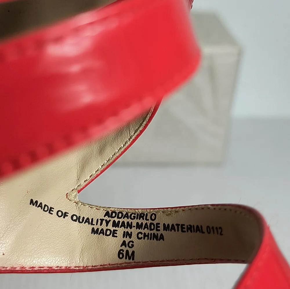 Nine West AG 6M Red Cork Platform Sandals Casual